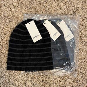Goodfellow & Co Black and Charcoal Ribbed Stripe Beanie - 3 pack